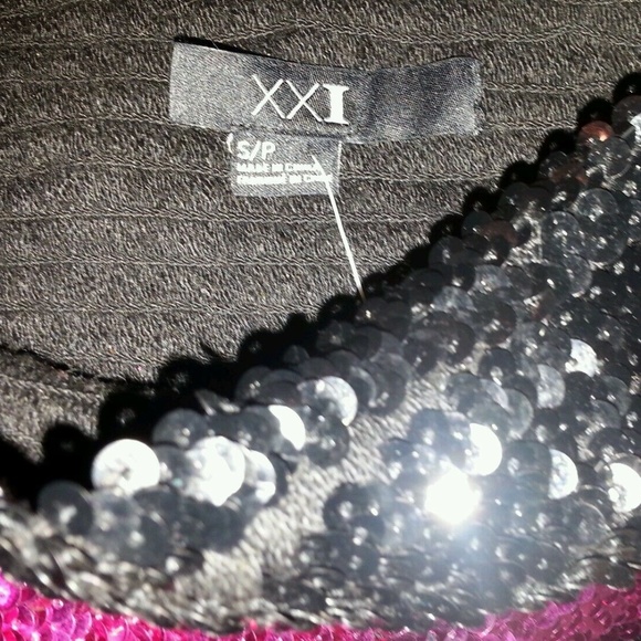 XXI mini skirt black Purple magenta stripe metallc - Picture 6 of 8